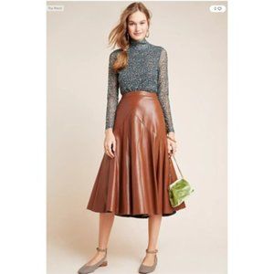 NWT-Anthropologie Maeve Mariska Faux Leather Skirt - 14